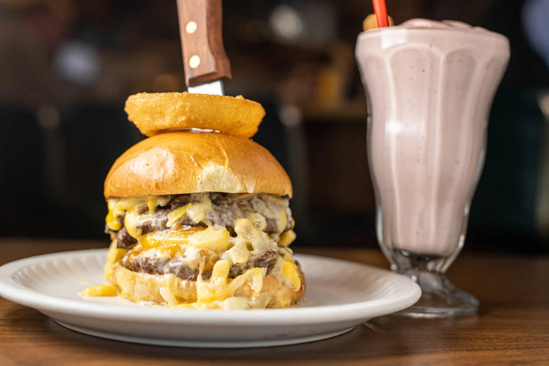 Solly’s Grille signature dishes The Solly Burger (Butter Burger), Cheeseburger, Malts and Shakes, Homemade Pies
